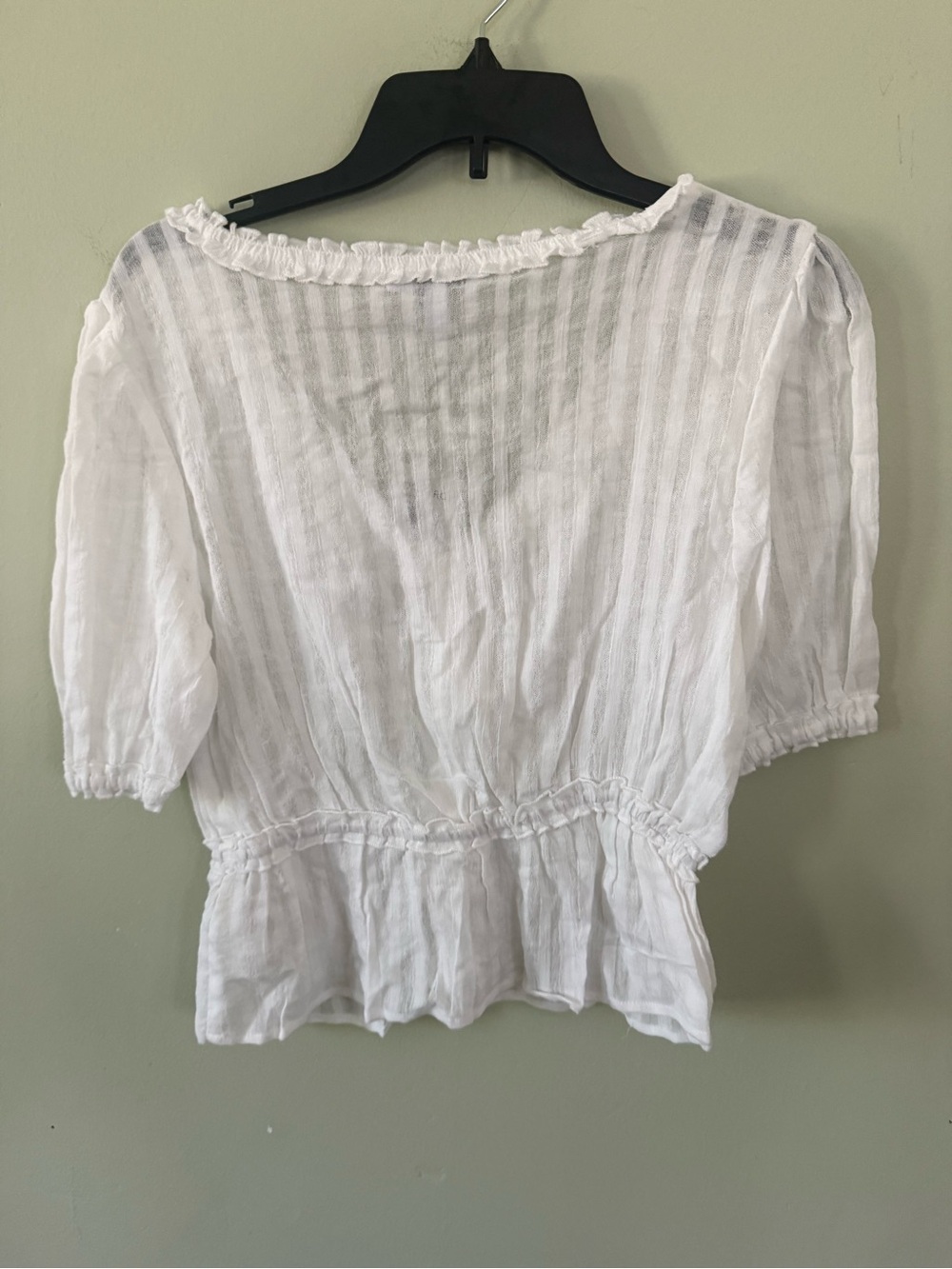 Steve Madden White Tie-Waist Peasant Blouse - Picture 5 of 6